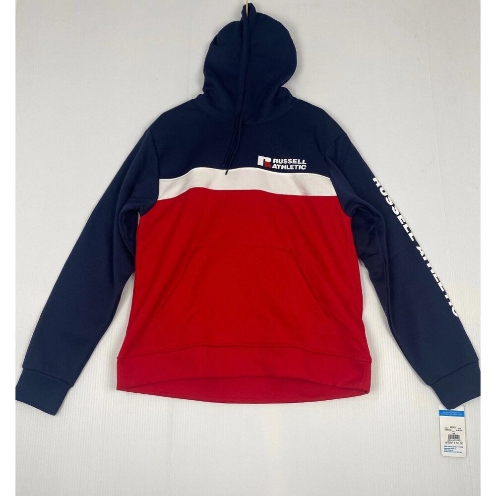 Russell Athletic Men's Hoodie Red White Navy Size Large Comfort New